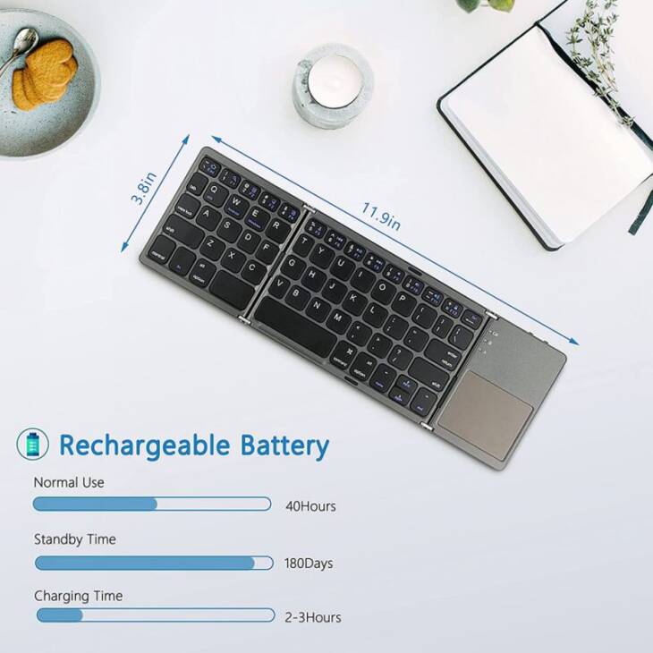 Tastiera Bluetooth a tre pieghe - Immagine di 4