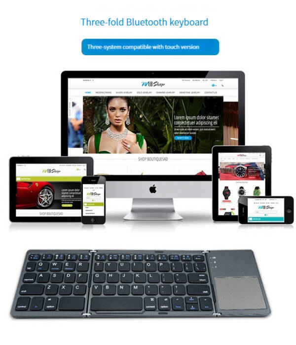 Tastiera Bluetooth a tre pieghe