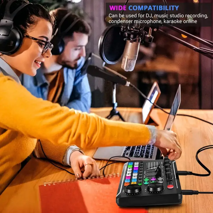 Scheda Audio Live e Interfaccia Audio con Effetti Mixer DJ e Cambia Voce, Mixer Audio Stereo Bluetooth, per Streaming su YouTube. - Immagine di 6