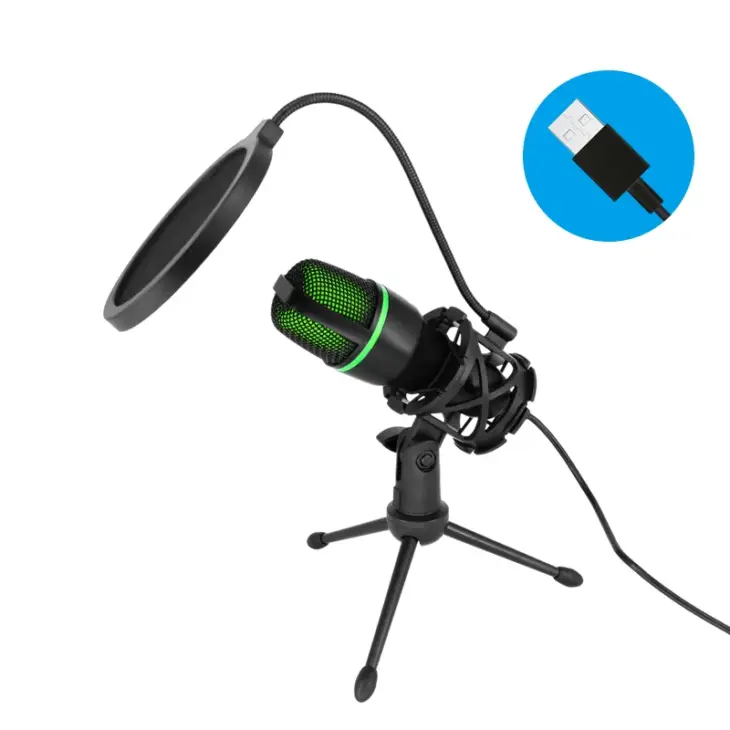 Microfono a condensatore USB professionale per PC, laptop, streaming, videogiochi, YouTube, podcast e voci